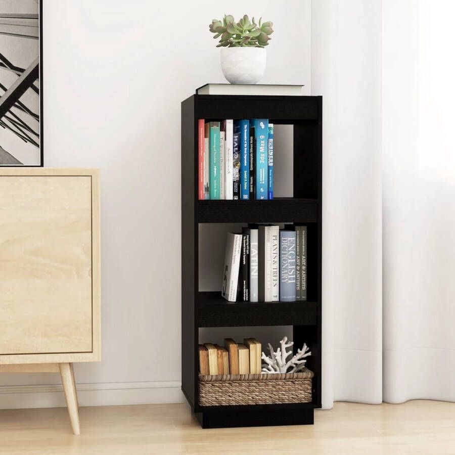 ForYou Prolenta Premium Boekenkast kamerscherm 40x35x103 cm massief grenenhout zwart