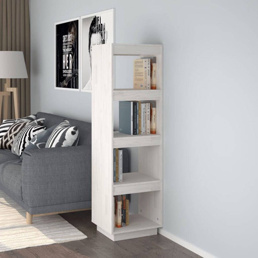 ForYou Prolenta Premium Boekenkast kamerscherm 40x35x135 cm massief grenenhout wit