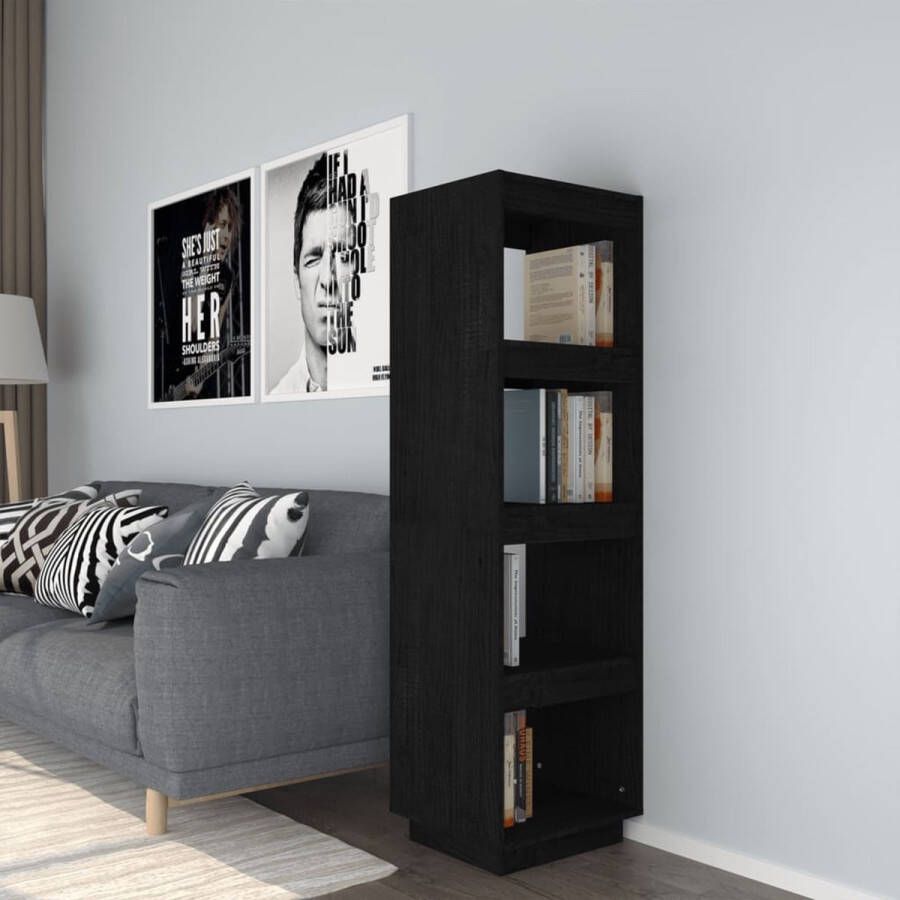 ForYou Prolenta Premium Boekenkast kamerscherm 40x35x135 cm massief grenenhout zwart