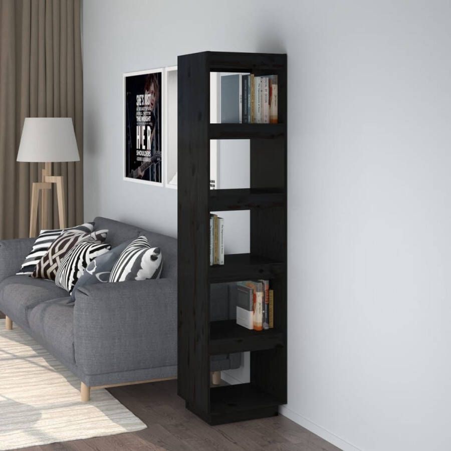 ForYou Prolenta Premium Boekenkast kamerscherm 40x35x167 cm massief grenenhout zwart