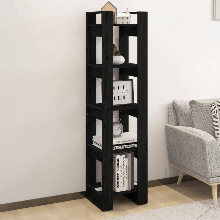 ForYou Prolenta Premium Boekenkast kamerscherm 41x35x160 cm massief grenenhout zwart