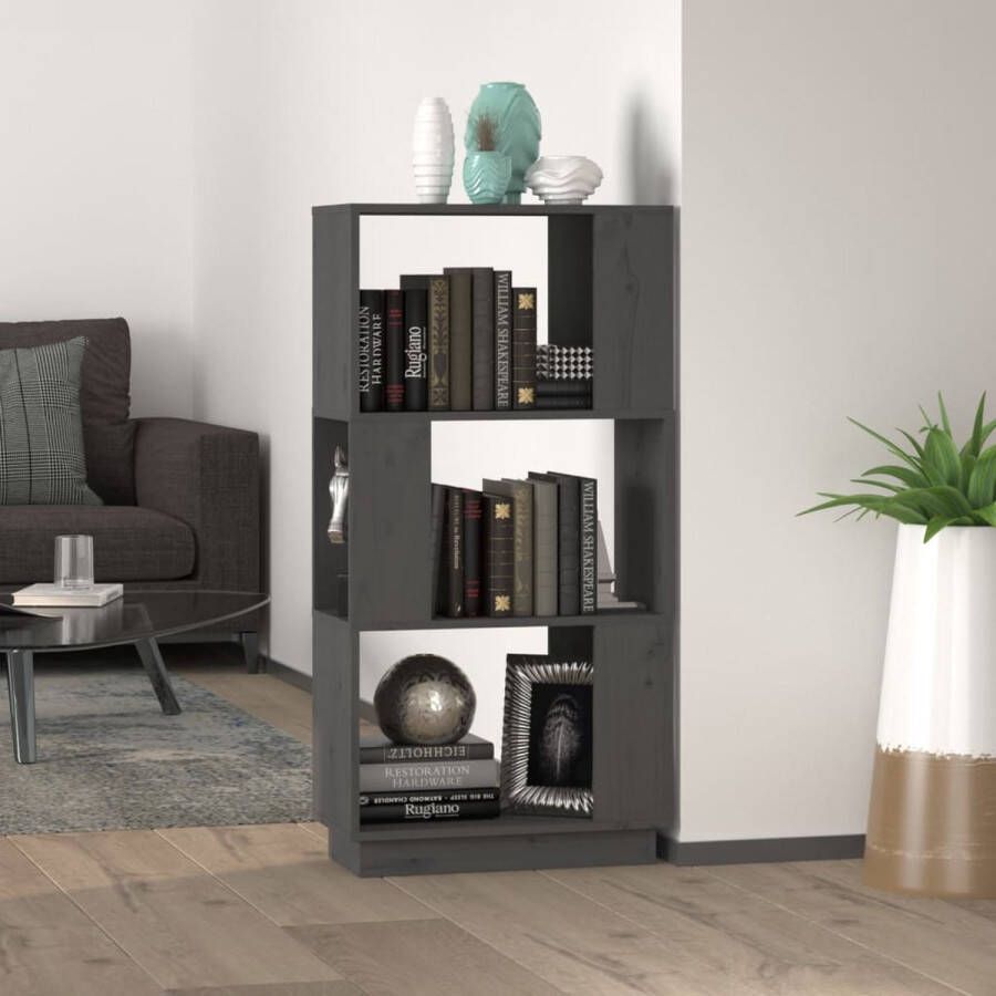 ForYou Prolenta Premium Boekenkast kamerscherm 51x25x101 cm massief grenenhout grijs