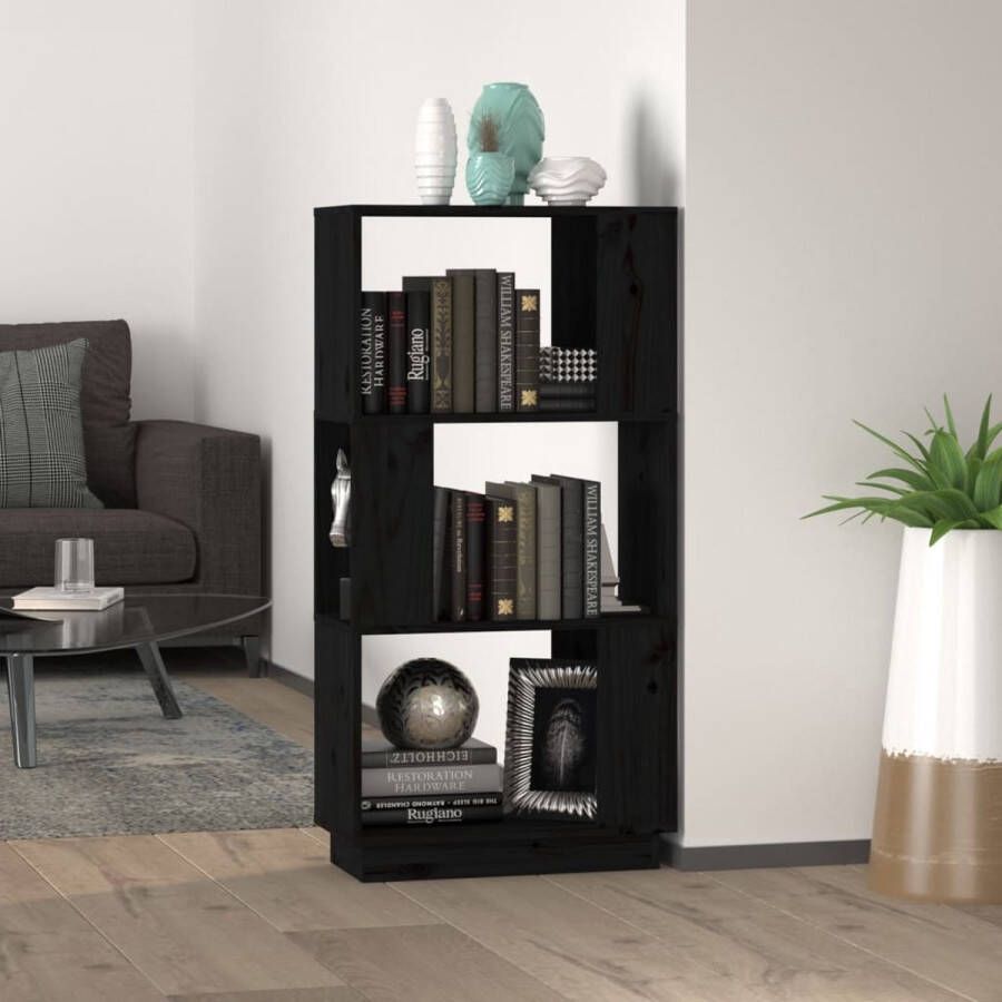 ForYou Prolenta Premium Boekenkast kamerscherm 51x25x101 cm massief grenenhout zwart