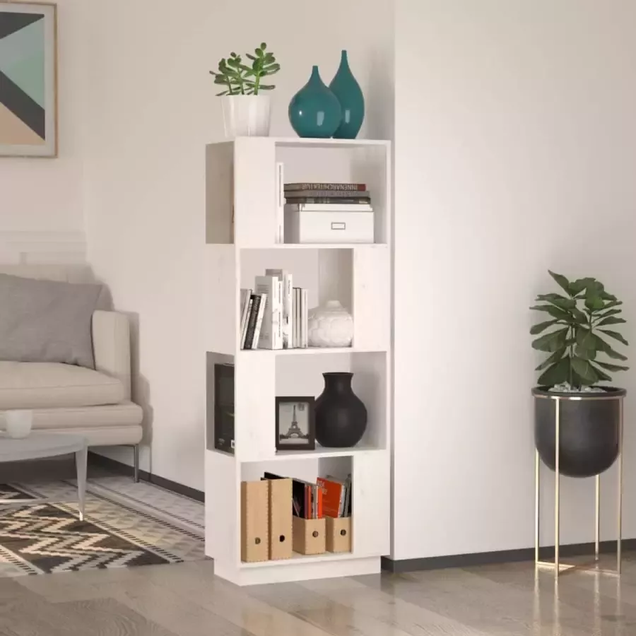 ForYou Prolenta Premium Boekenkast kamerscherm 51x25x132 cm massief grenenhout wit