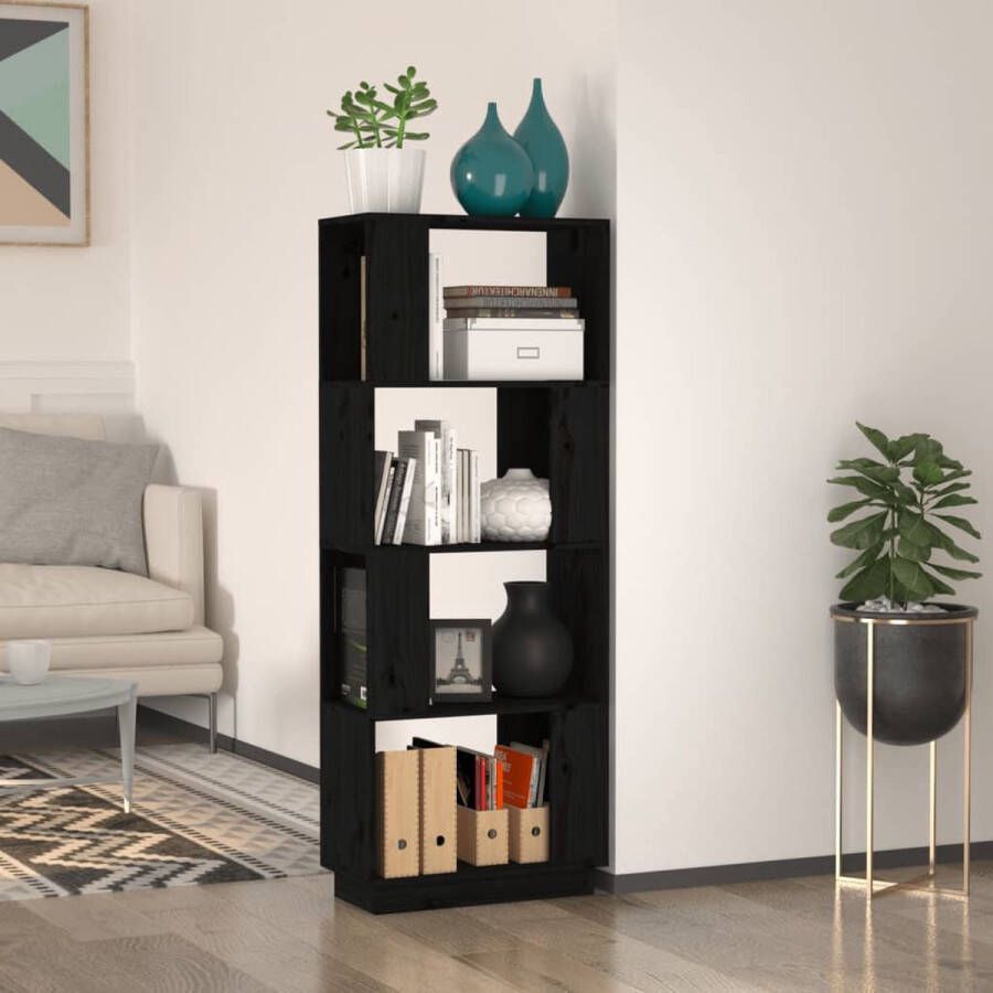 ForYou Prolenta Premium Boekenkast kamerscherm 51x25x132 cm massief grenenhout zwart