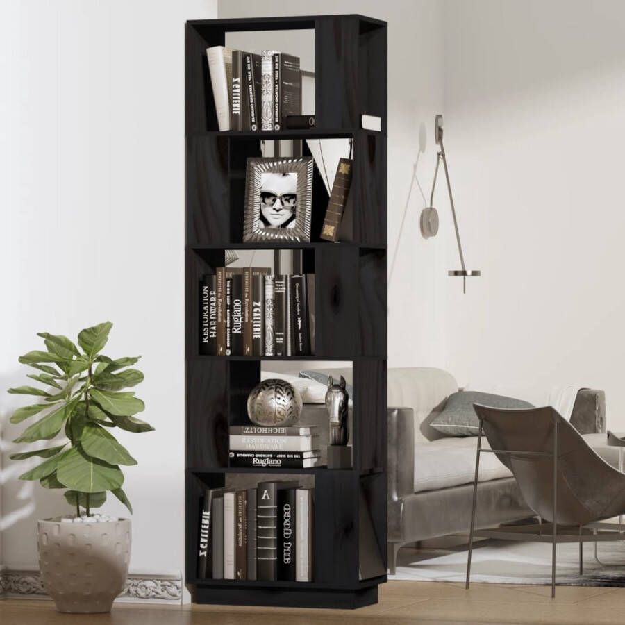 ForYou Prolenta Premium Boekenkast kamerscherm 51x25x163 5 cm massief grenenhout zwart