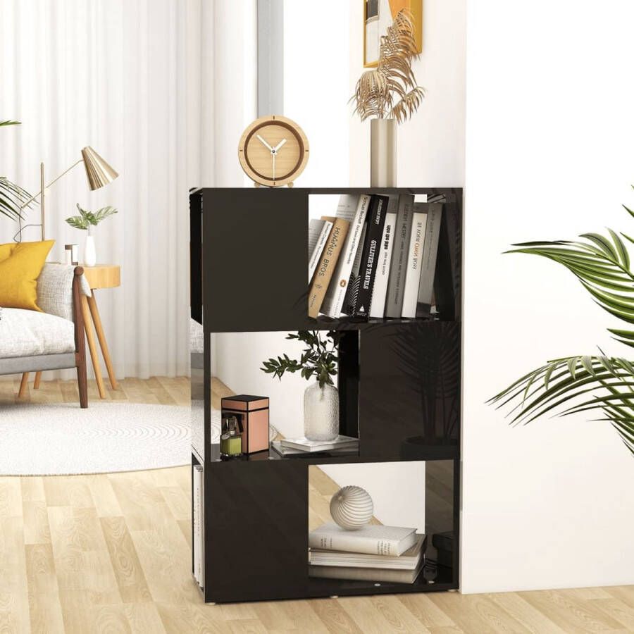 ForYou Prolenta Premium Boekenkast kamerscherm 60x24x94 cm spaanplaat hoogglans zwart