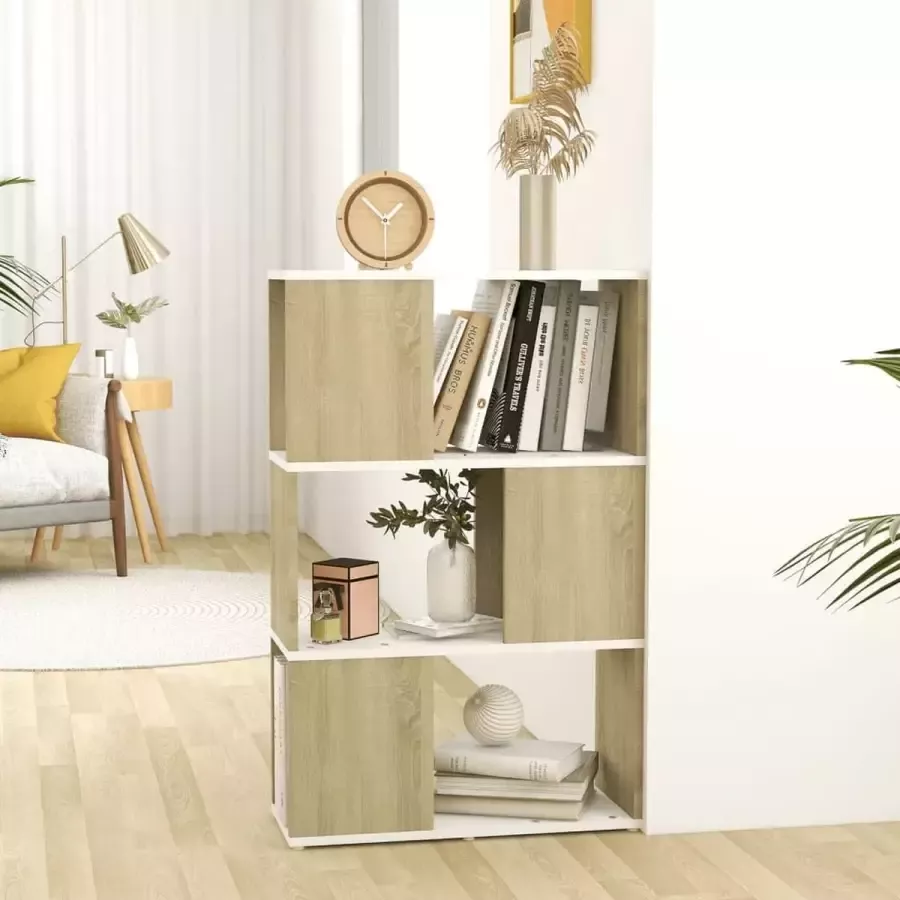 ForYou Prolenta Premium Boekenkast kamerscherm 60x24x94 cm spaanplaat wit sonoma eiken