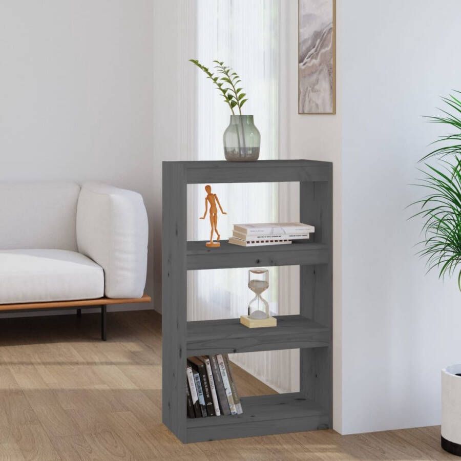 ForYou Prolenta Premium Boekenkast kamerscherm 60x30x103 5 cm massief grenenhout grijs