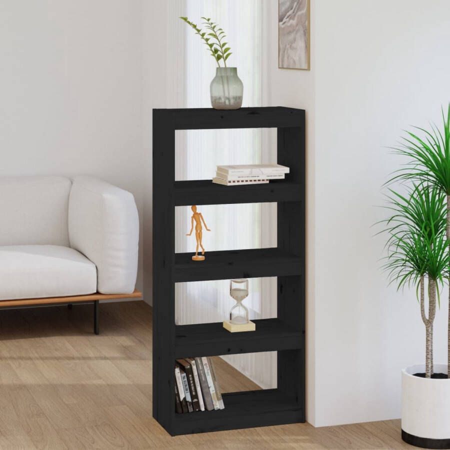 ForYou Prolenta Premium Boekenkast kamerscherm 60x30x135 5 cm massief grenenhout zwart