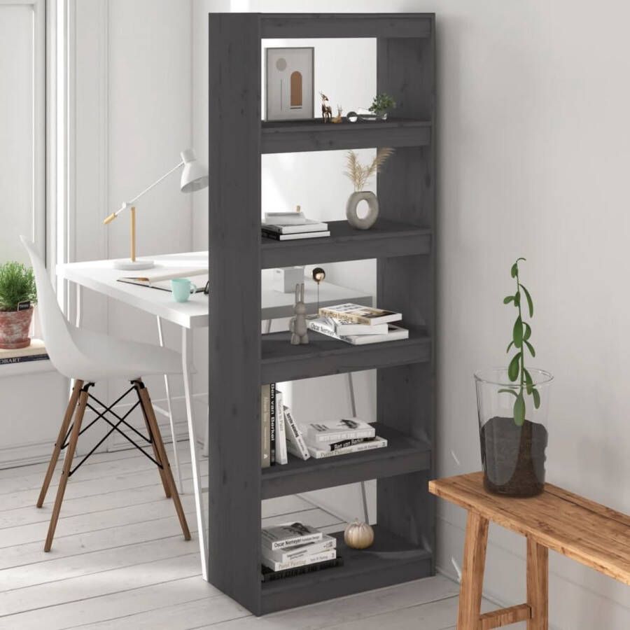 ForYou Prolenta Premium Boekenkast kamerscherm 60x30x167 5 cm massief grenenhout grijs