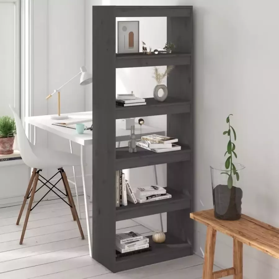 ForYou Prolenta Premium Boekenkast kamerscherm 60x30x167 5 cm massief grenenhout grijs