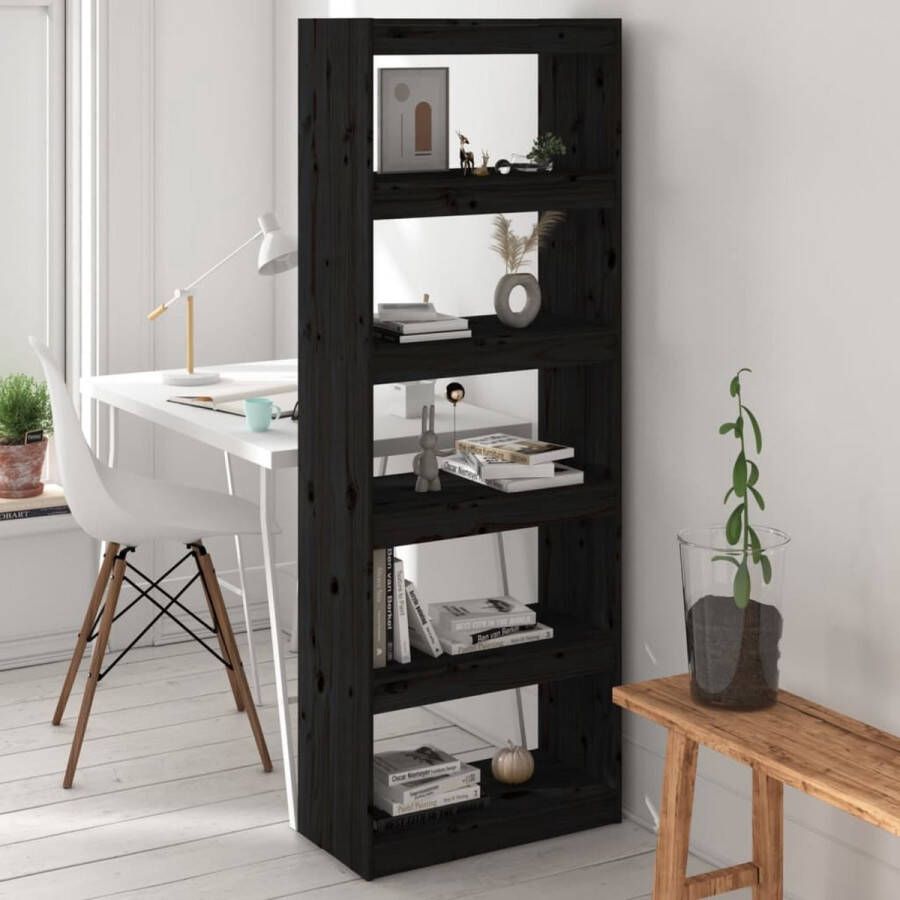 ForYou Prolenta Premium Boekenkast kamerscherm 60x30x167 5 cm massief grenenhout zwart