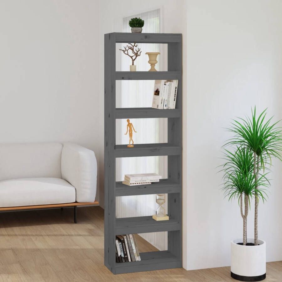 ForYou Prolenta Premium Boekenkast kamerscherm 60x30x199 5 cm massief grenenhout grijs