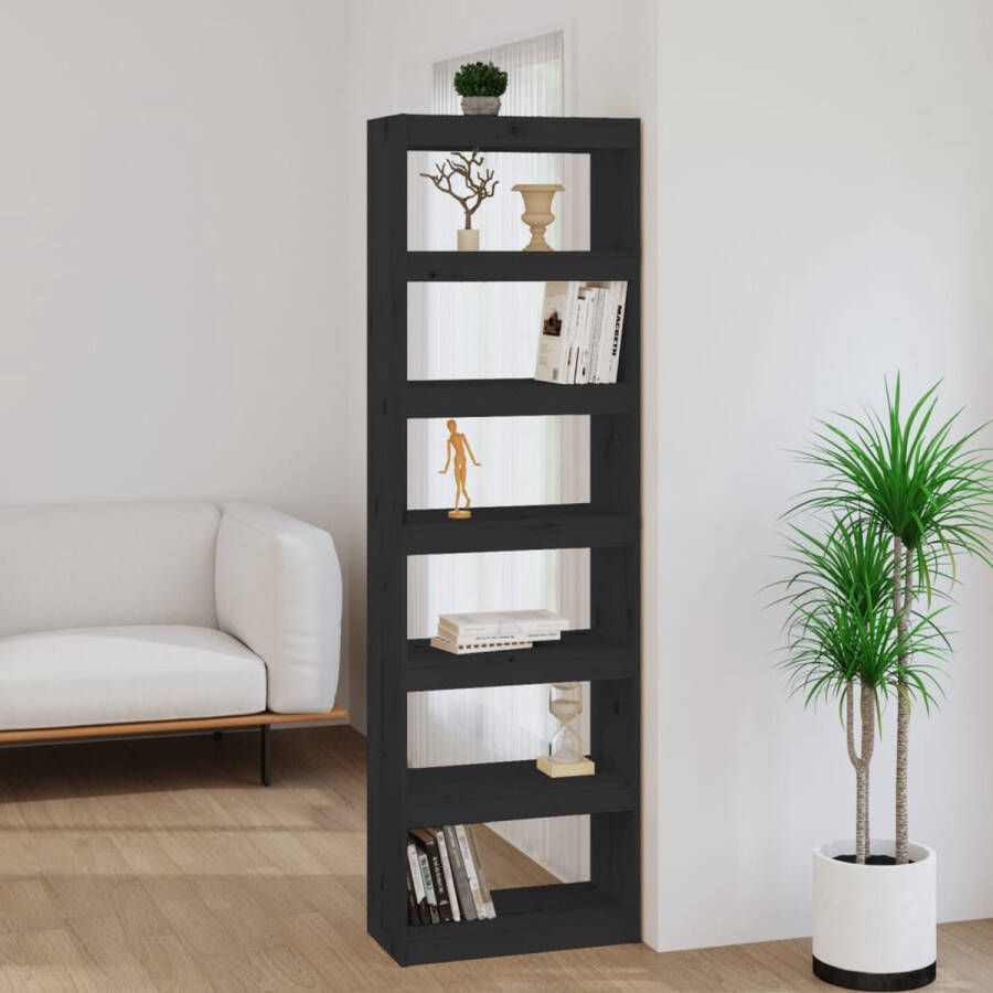 ForYou Prolenta Premium Boekenkast kamerscherm 60x30x199 5 cm massief grenenhout zwart