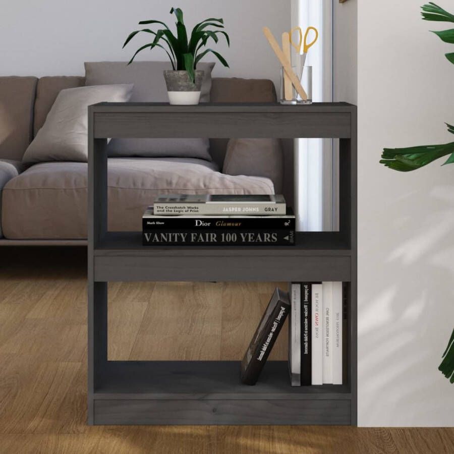 ForYou Prolenta Premium Boekenkast kamerscherm 60x30x71 5 cm massief grenenhout grijs