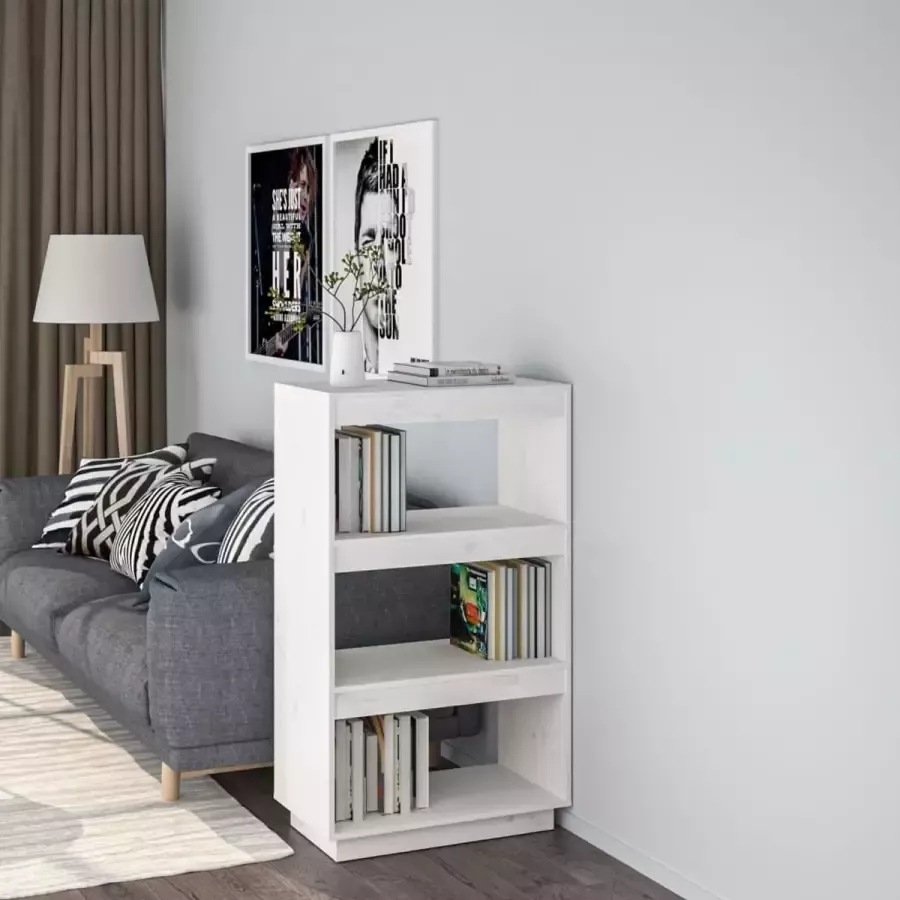 ForYou Prolenta Premium Boekenkast kamerscherm 60x35x103 cm massief grenenhout wit