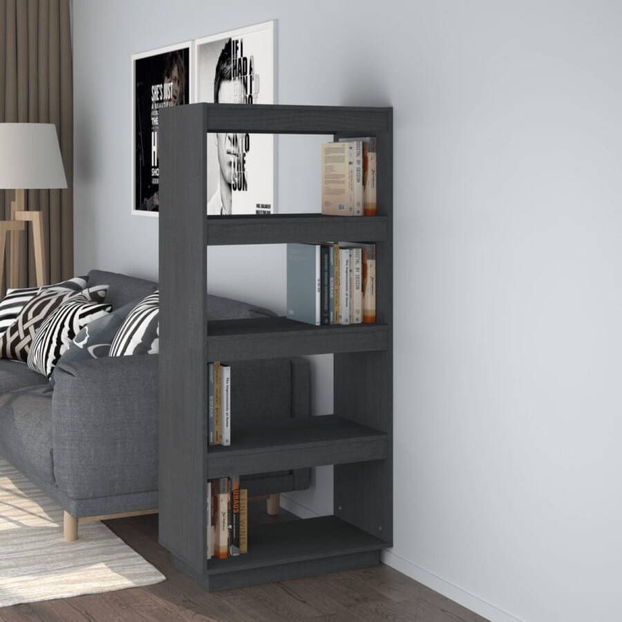 ForYou Prolenta Premium Boekenkast kamerscherm 60x35x135 cm massief grenenhout grijs