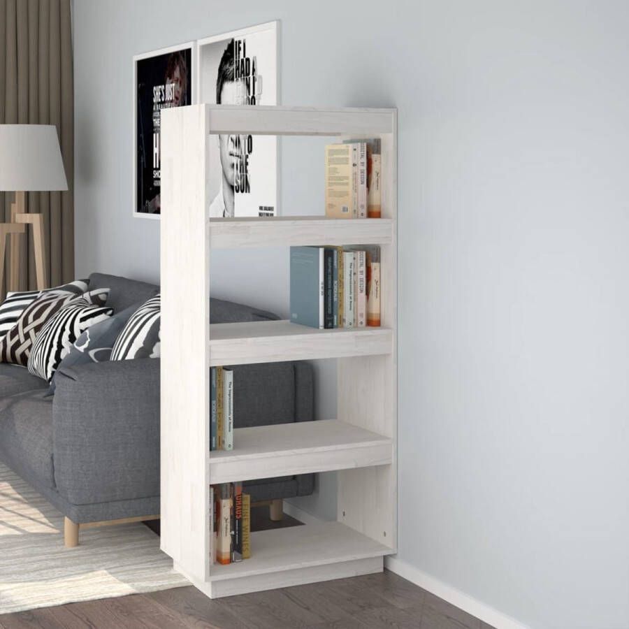 ForYou Prolenta Premium Boekenkast kamerscherm 60x35x135 cm massief grenenhout wit