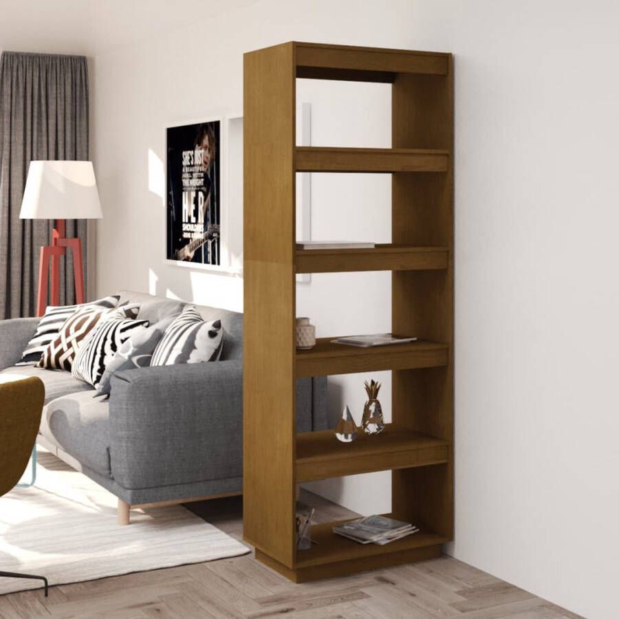 ForYou Prolenta Premium Boekenkast kamerscherm 60x35x167 cm grenenhout honingbruin