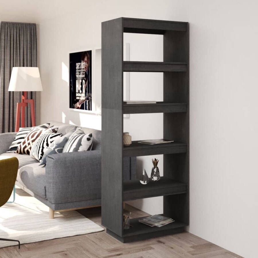 ForYou Prolenta Premium Boekenkast kamerscherm 60x35x167 cm massief grenenhout grijs