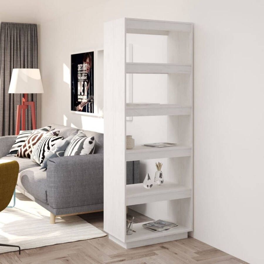 ForYou Prolenta Premium Boekenkast kamerscherm 60x35x167 cm massief grenenhout wit