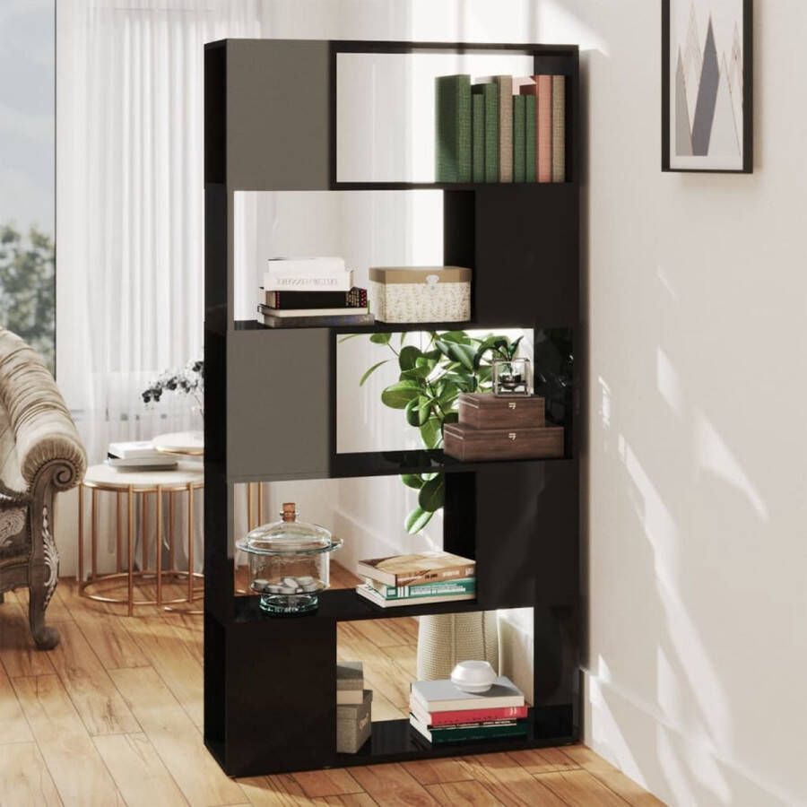 ForYou Prolenta Premium Boekenkast kamerscherm 80x24x155 cm spaanplaat hoogglans zwart