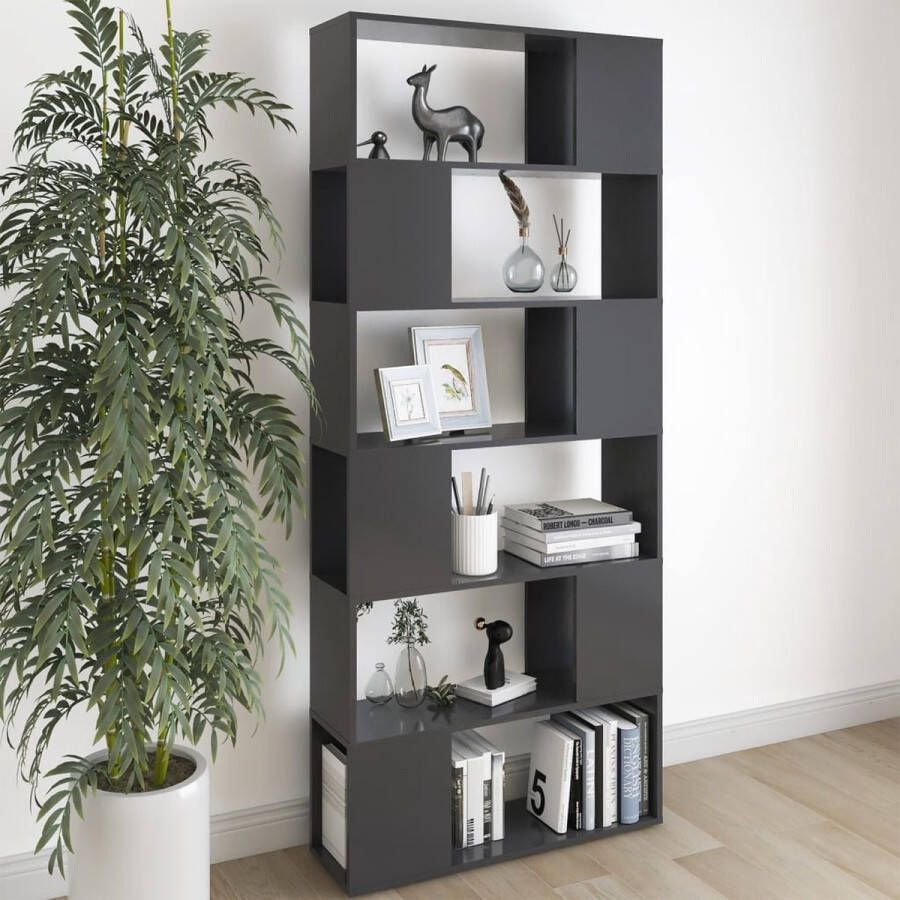 ForYou Prolenta Premium Boekenkast kamerscherm 80x24x186 cm spaanplaat hoogglans grijs