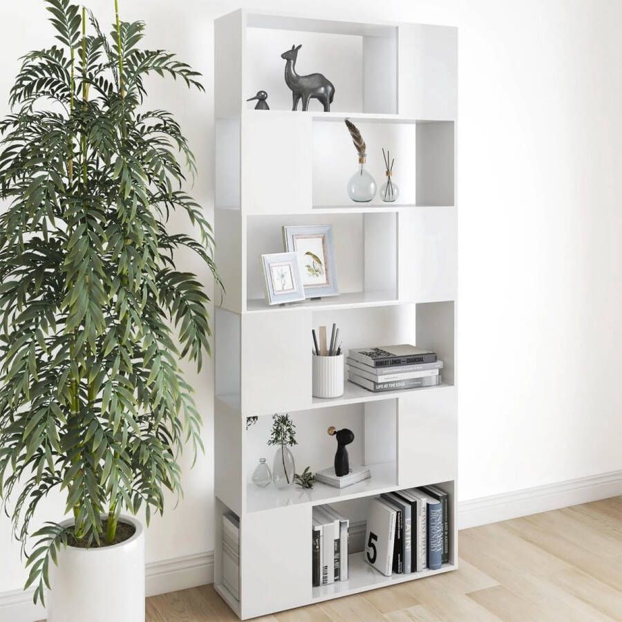 ForYou Prolenta Premium Boekenkast kamerscherm 80x24x186 cm spaanplaat hoogglans wit