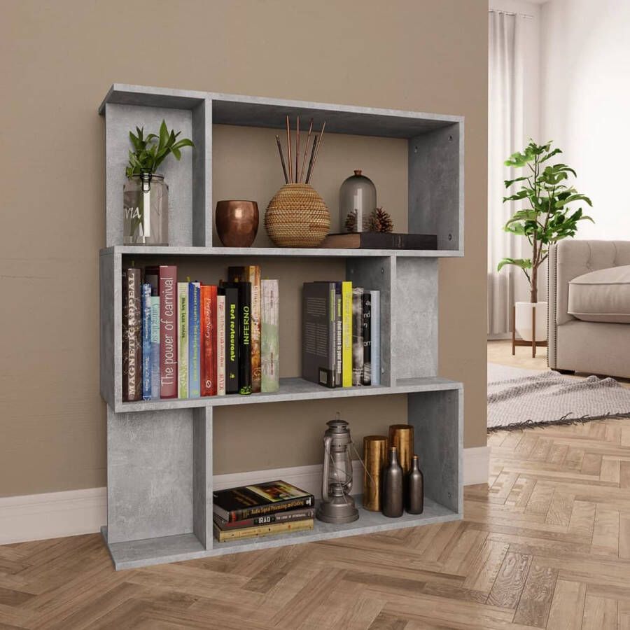 ForYou Prolenta Premium Boekenkast kamerscherm 80x24x96 cm bewerkt hout betongrijs