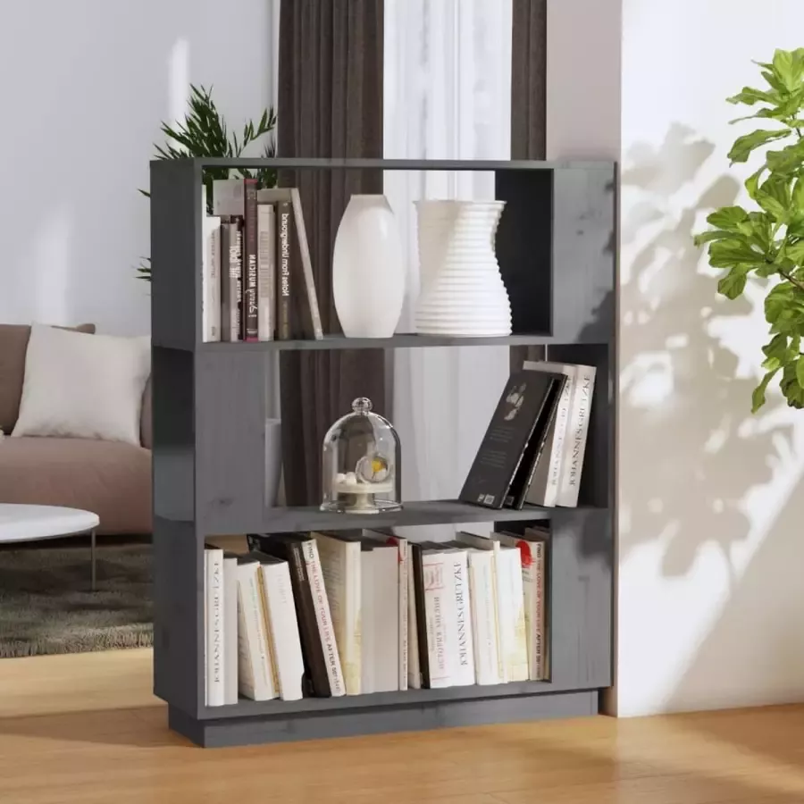 ForYou Prolenta Premium Boekenkast kamerscherm 80x25x101 cm massief grenenhout grijs