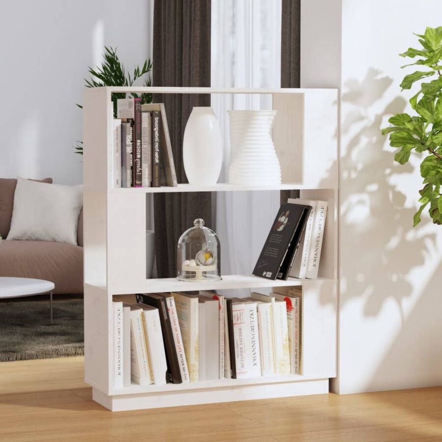 ForYou Prolenta Premium Boekenkast kamerscherm 80x25x101 cm massief grenenhout wit