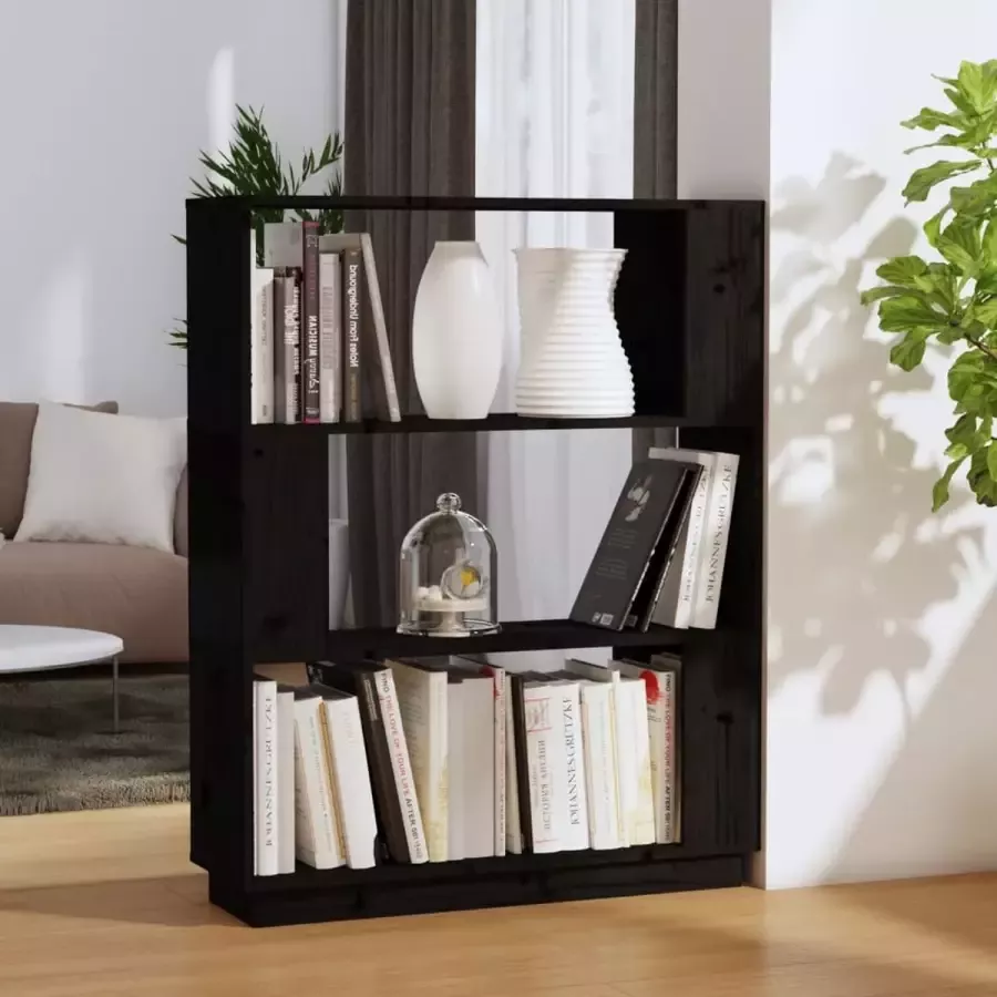 ForYou Prolenta Premium Boekenkast kamerscherm 80x25x101 cm massief grenenhout zwart