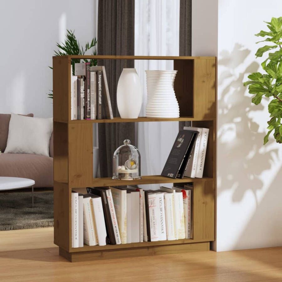 ForYou Prolenta Premium Boekenkast kamerscherm 80x25x101 cm massief hout honingbruin