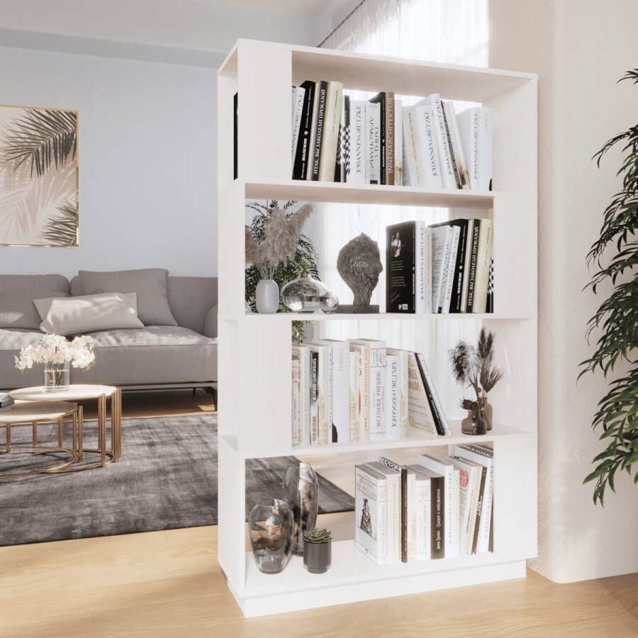 ForYou Prolenta Premium Boekenkast kamerscherm 80x25x132 cm massief grenenhout wit