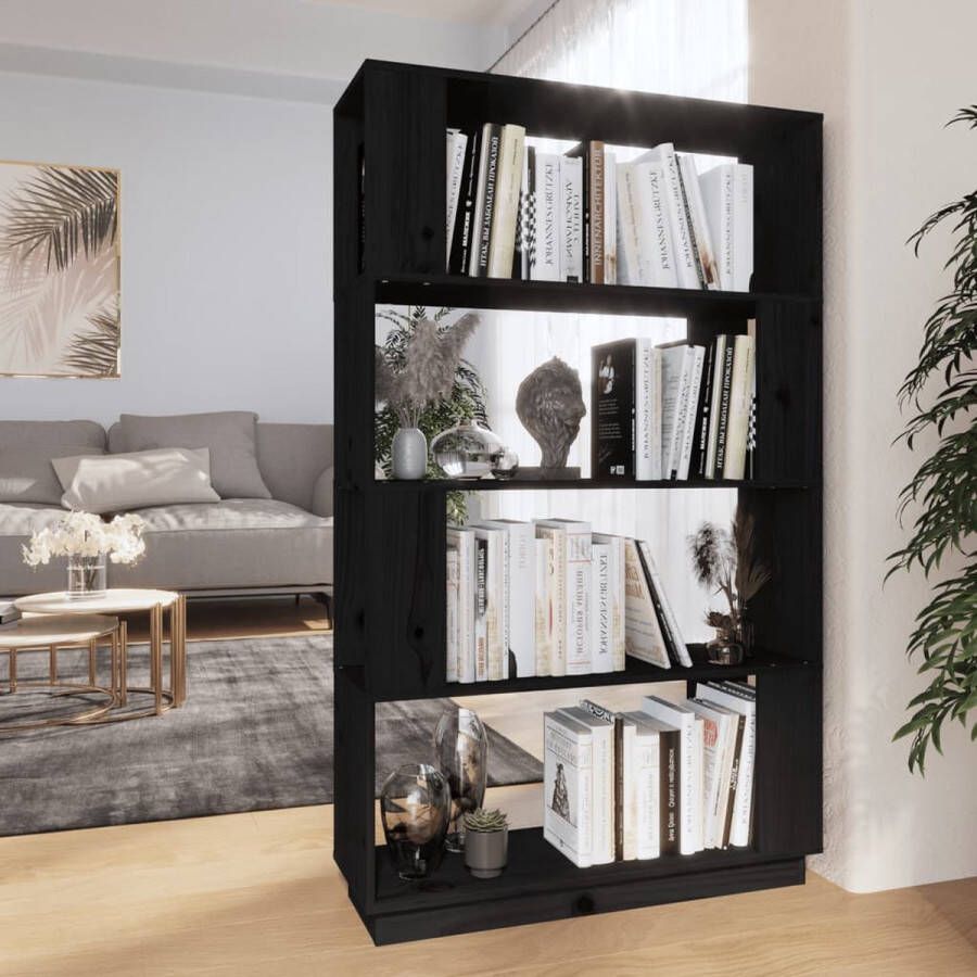 ForYou Prolenta Premium Boekenkast kamerscherm 80x25x132 cm massief grenenhout zwart