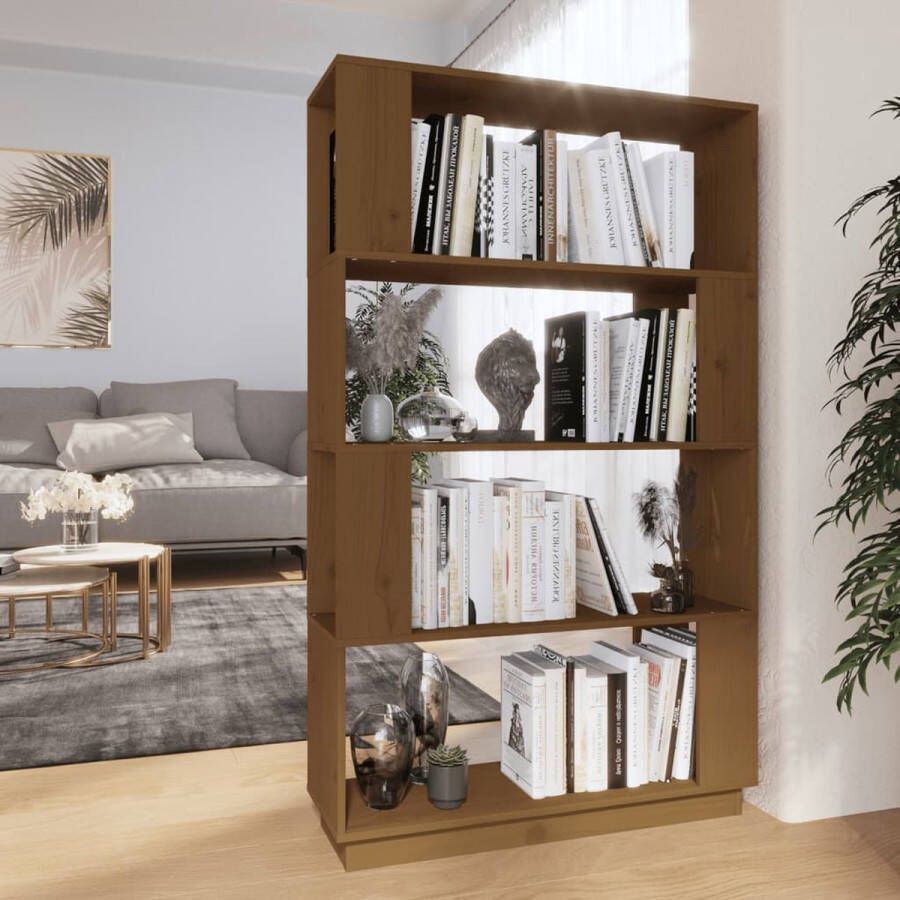 ForYou Prolenta Premium Boekenkast kamerscherm 80x25x132 cm massief hout honingbruin