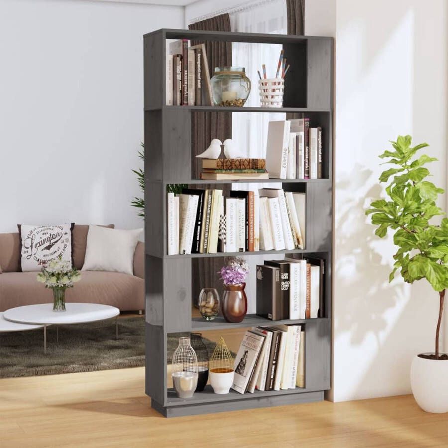 ForYou Prolenta Premium Boekenkast kamerscherm 80x25x163 5 cm massief grenenhout grijs