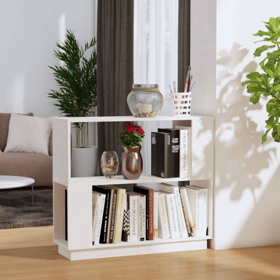 ForYou Prolenta Premium Boekenkast kamerscherm 80x25x70 cm massief grenenhout wit