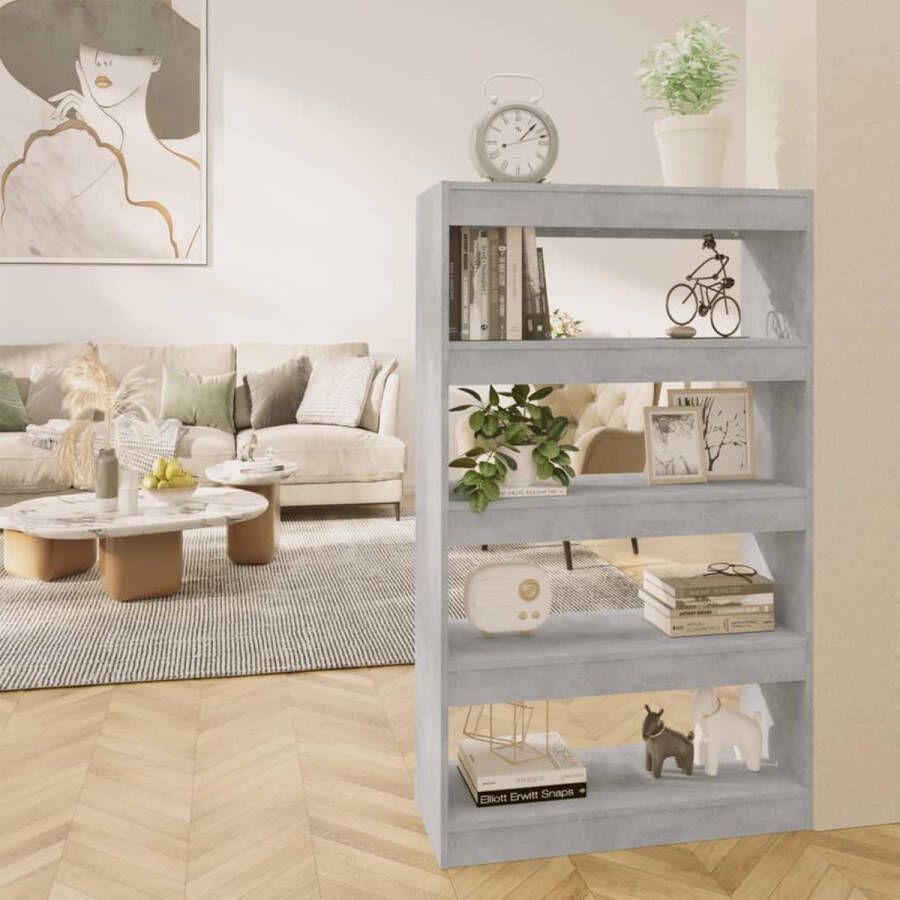 ForYou Prolenta Premium Boekenkast kamerscherm 80x30x135 cm spaanplaat betongrijs