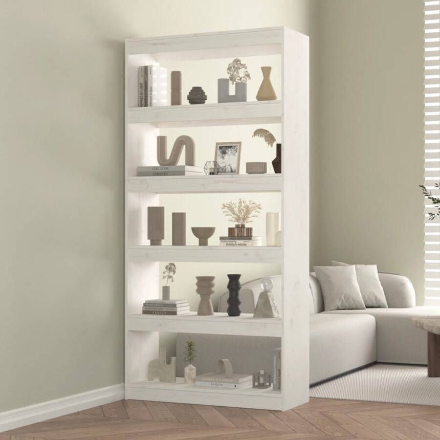 ForYou Prolenta Premium Boekenkast kamerscherm 80x30x167 4 cm massief grenenhout wit