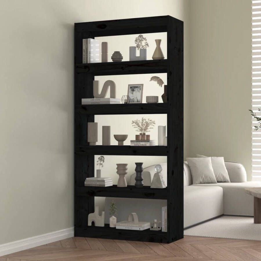 ForYou Prolenta Premium Boekenkast kamerscherm 80x30x167 4 cm massief grenenhout zwart