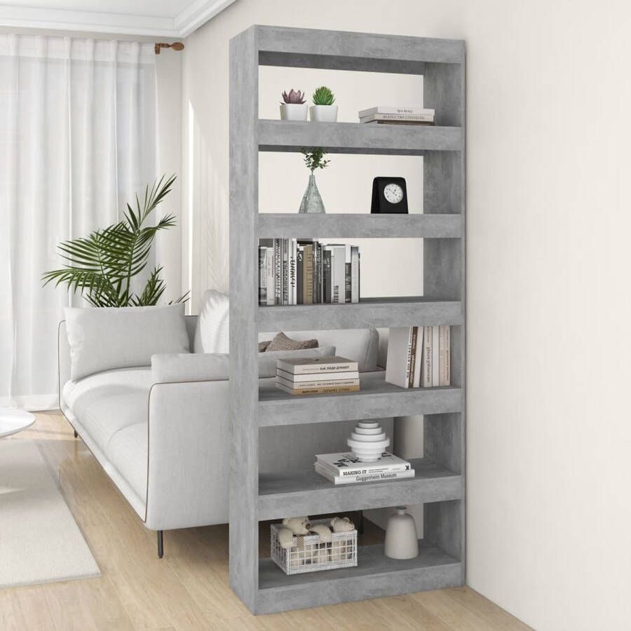 ForYou Prolenta Premium Boekenkast kamerscherm 80x30x198 cm spaanplaat betongrijs