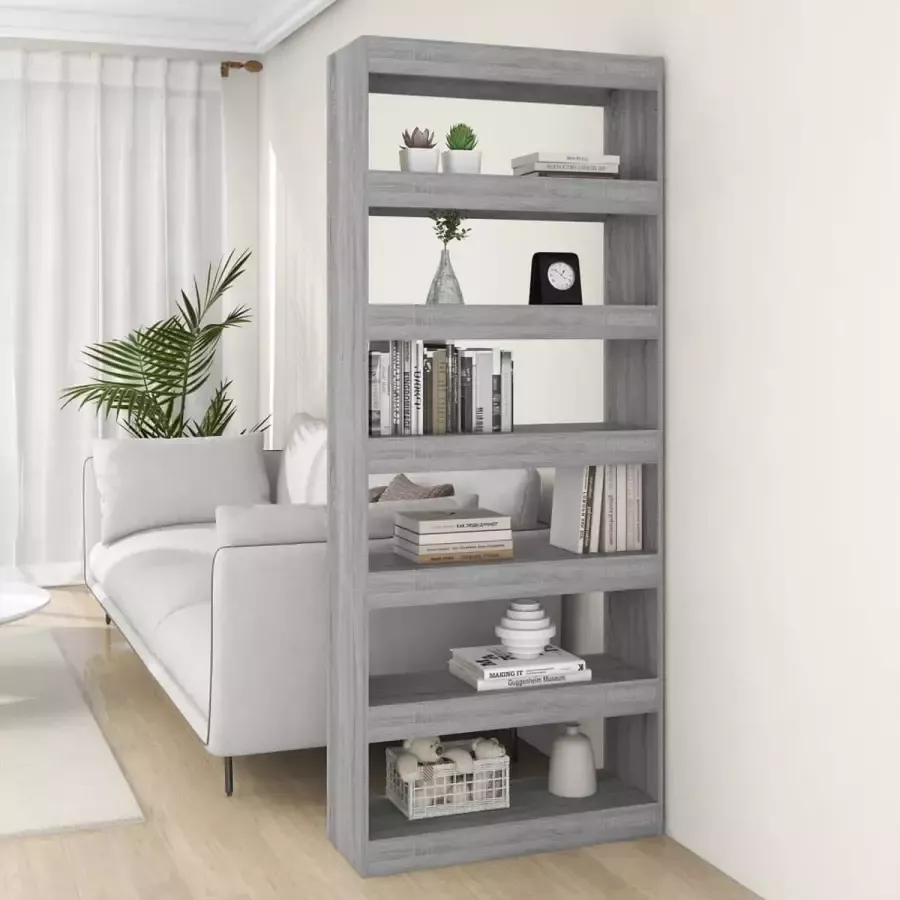 ForYou Prolenta Premium Boekenkast kamerscherm 80x30x198 cm spaanplaat grijs sonoma