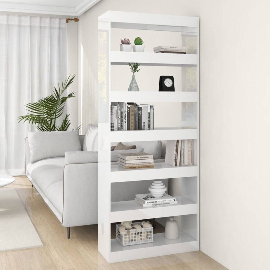 ForYou Prolenta Premium Boekenkast kamerscherm 80x30x198 cm spaanplaat hoogglans wit