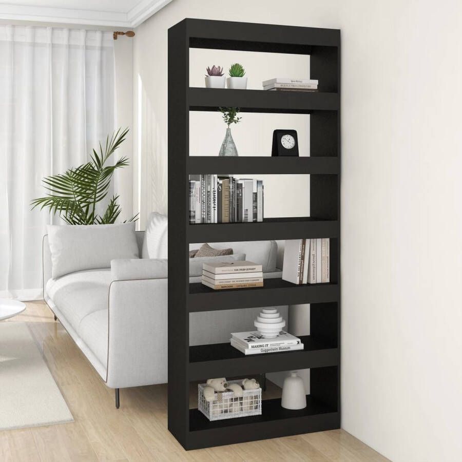 ForYou Prolenta Premium Boekenkast kamerscherm 80x30x198 cm spaanplaat zwart