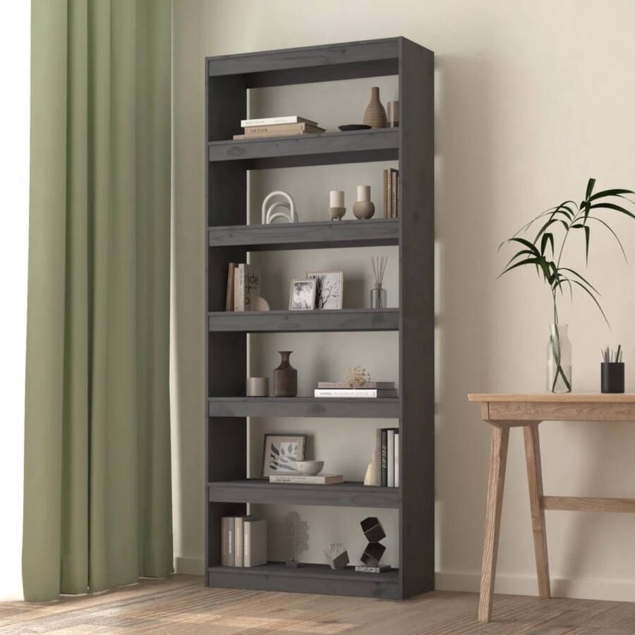 ForYou Prolenta Premium Boekenkast kamerscherm 80x30x199 5 cm massief grenenhout grijs