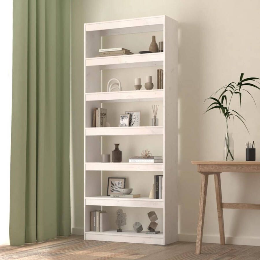 ForYou Prolenta Premium Boekenkast kamerscherm 80x30x199 5 cm massief grenenhout wit