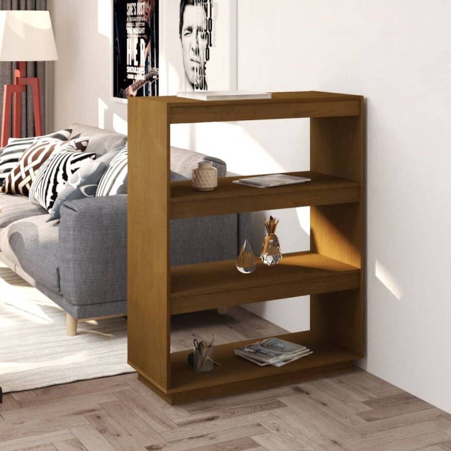 ForYou Prolenta Premium Boekenkast kamerscherm 80x35x103 cm grenenhout honingbruin