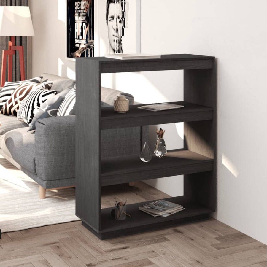 ForYou Prolenta Premium Boekenkast kamerscherm 80x35x103 cm massief grenenhout grijs